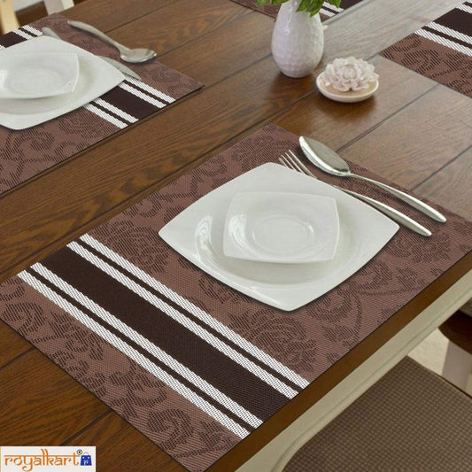 Brown Floral Dining Table Mats Set 6 Dining Table Placemats- Royalkart - The Urban Store