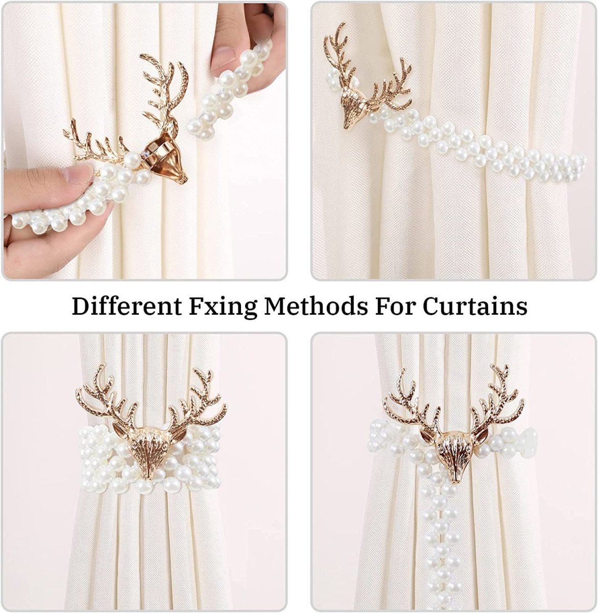 Curtain TieBacks Pearl Elastic Rope Curtain Holder- Royalkart - The Urban Store