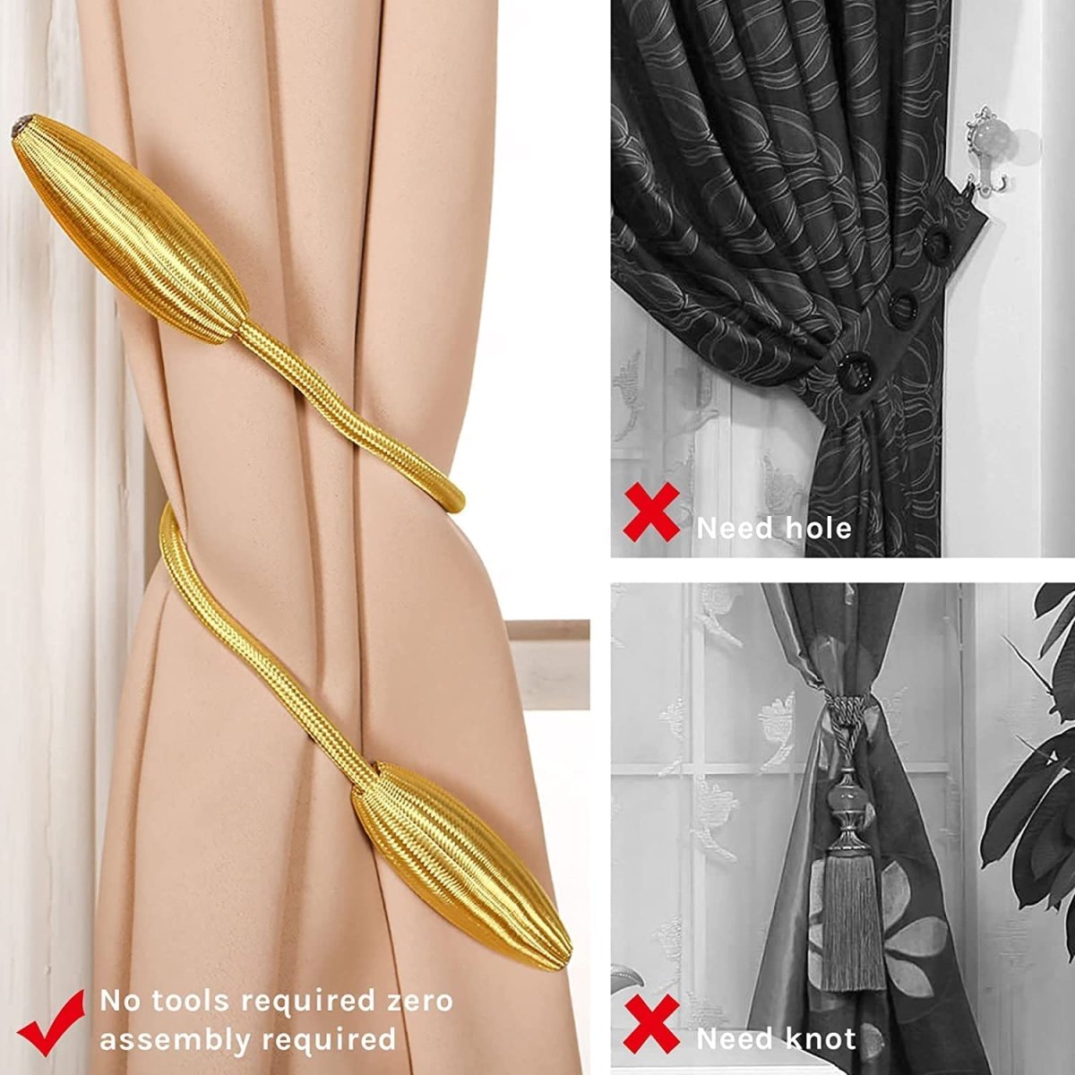 Curtain TieBacks With Random Modelling Design (Pack-2) Curtain Holder- Royalkart - The Urban Store