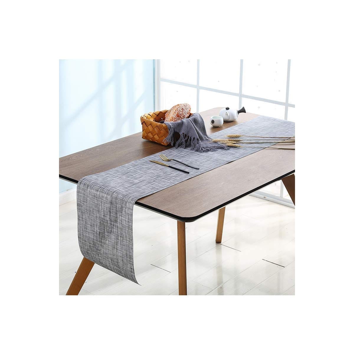 Dim Grey 6 Dining Table Mats with 1 Runner Dining Table Mats With Runner- #Royalkart#best dining table placemats