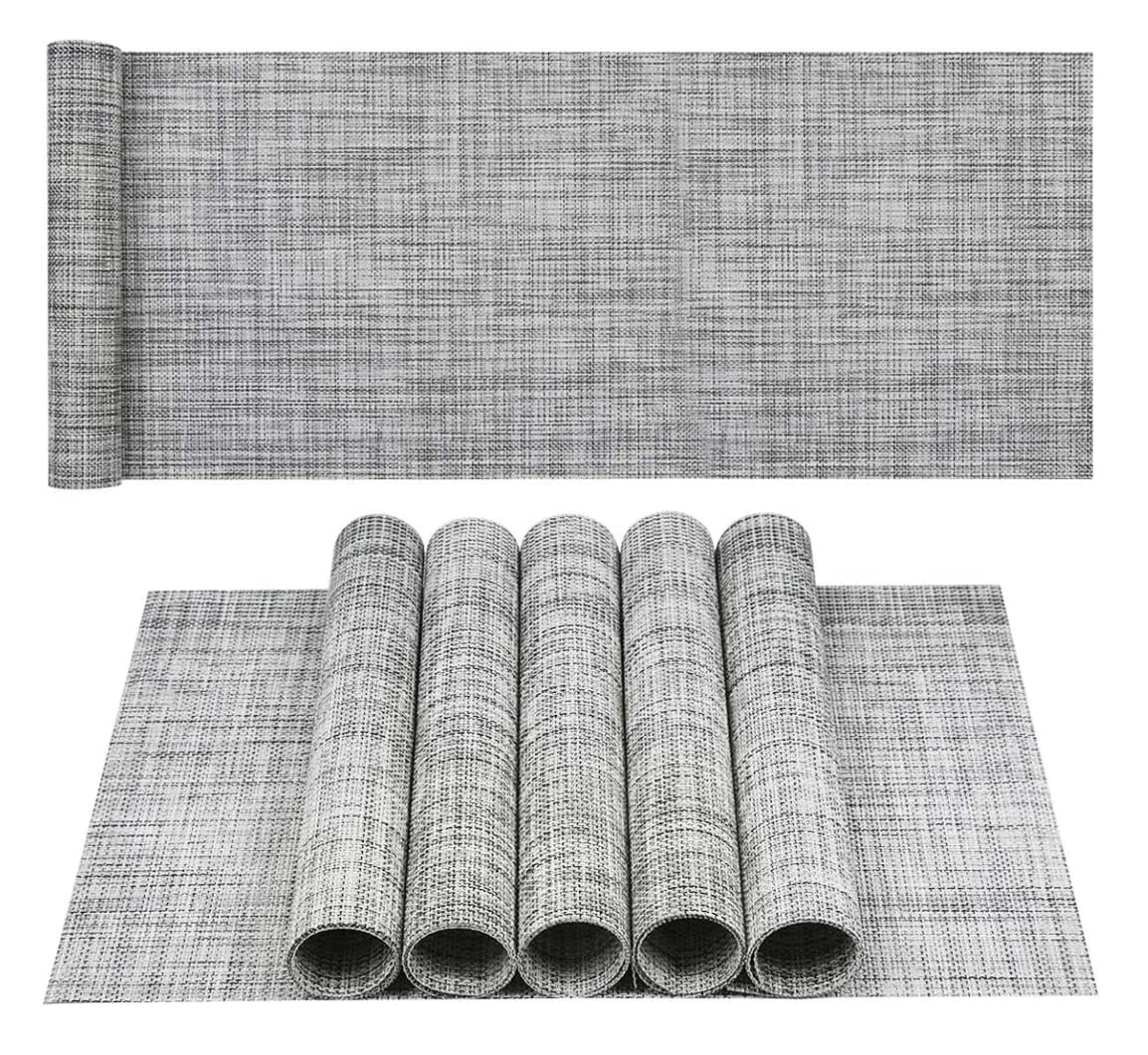 Dim Grey 6 Dining Table Mats with 1 Runner Dining Table Mats With Runner- #Royalkart#best dining table placemats