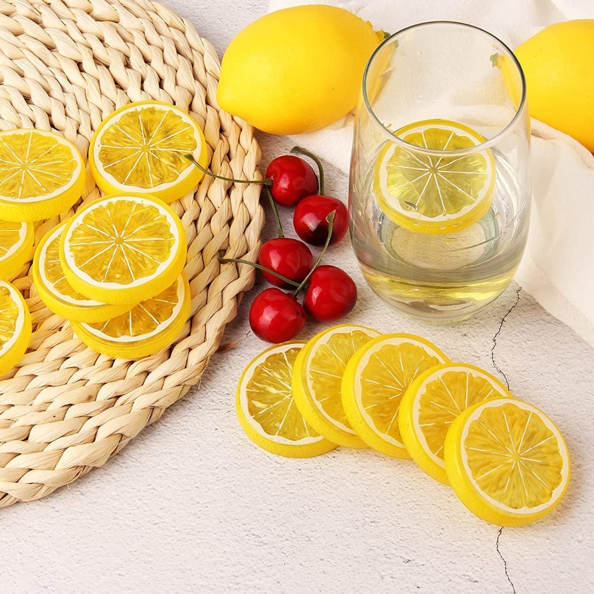 20pcs Mini Fruit Fake Lemon Slices| Artificial Plastic Fruit Model | Photography Props Basket Display photography props- #Royalkart#colour props