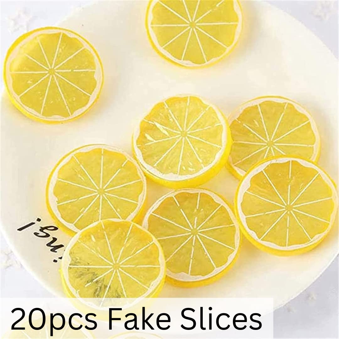 20pcs Mini Fruit Fake Lemon Slices| Artificial Plastic Fruit Model | Photography Props Basket Display photography props- #Royalkart#colour props