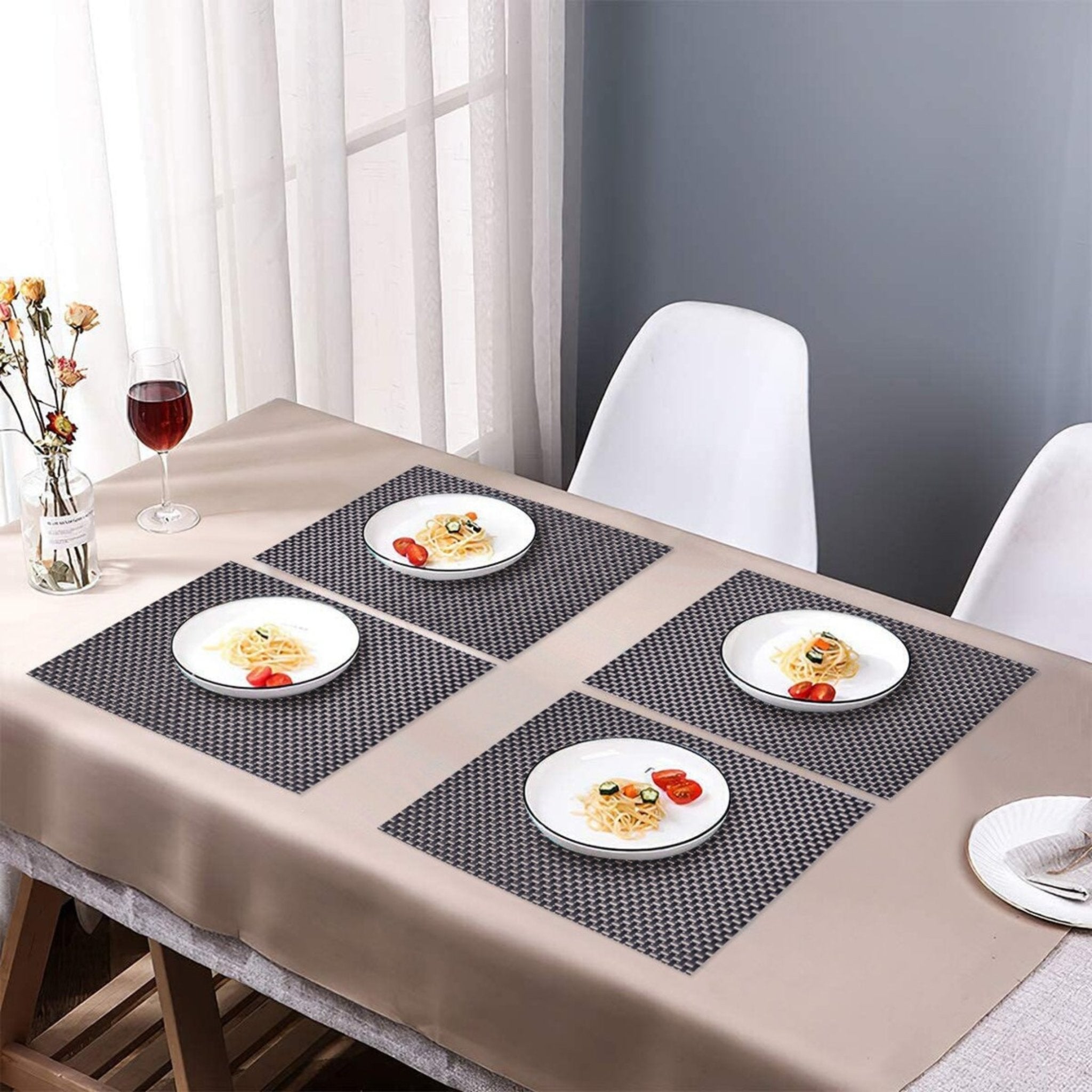 Complete Table Mat Exquisite Golden Black 3D Dining Table Mats Set of 6 - Royalkart