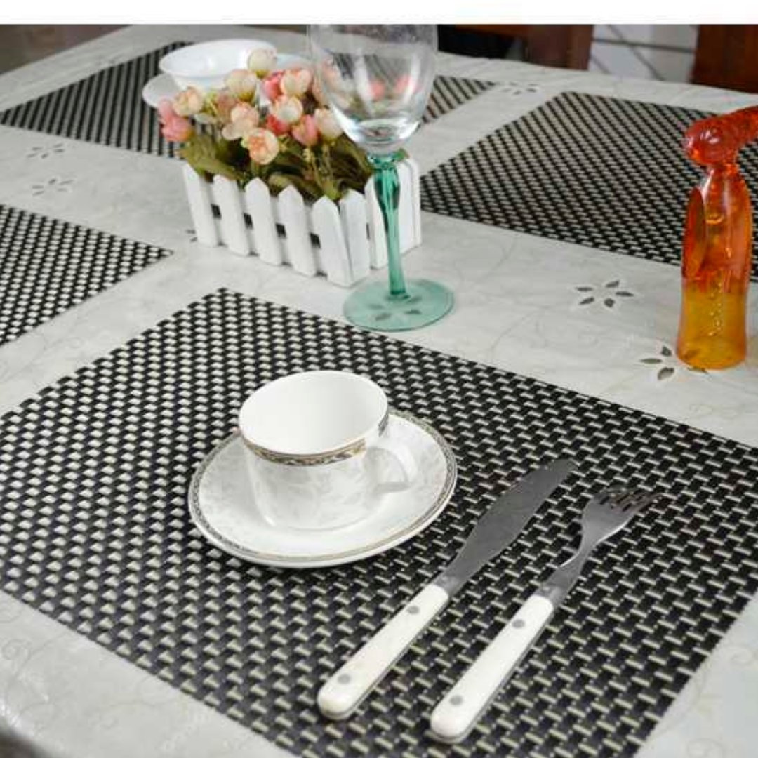 Golden Black 3D Dining Table Mats Set 6 Dining Table Placemats- Royalkart - The Urban Store
