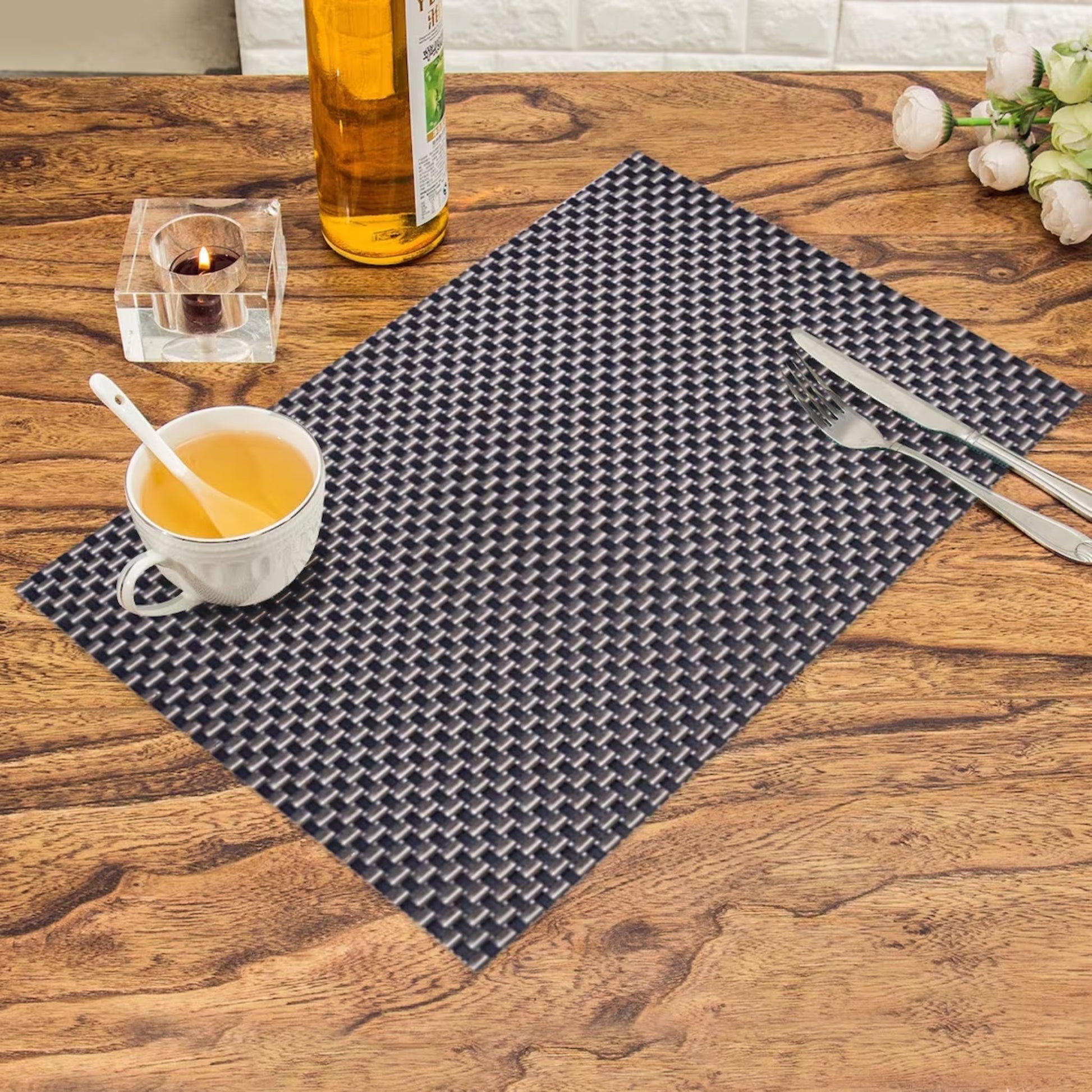 Golden Black 3D Dining Table Mats Set 6 Dining Table Placemats- Royalkart - The Urban Store