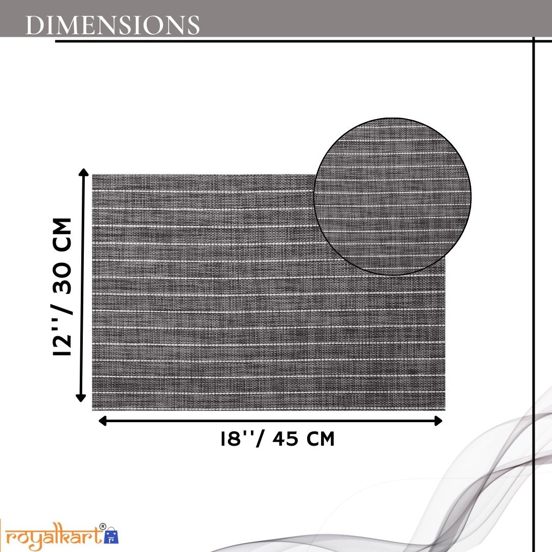 Grey Black Stripes Dining Table Mats- Pack 6 Dining Table Placemats- Royalkart - The Urban Store