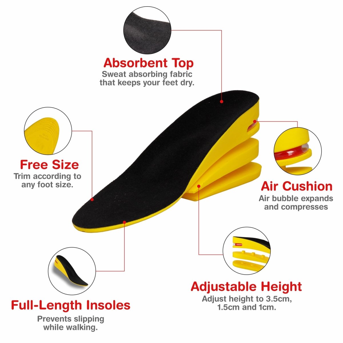 1-2pairs Invisible Heel Lift Inserts, Height Increase Insoles for Leg  Length Discrepancy, Heel Pain, Heel Cushioning for Men and Women，Shock  Absorbing and Non Slip Heel Cushioning | Wish