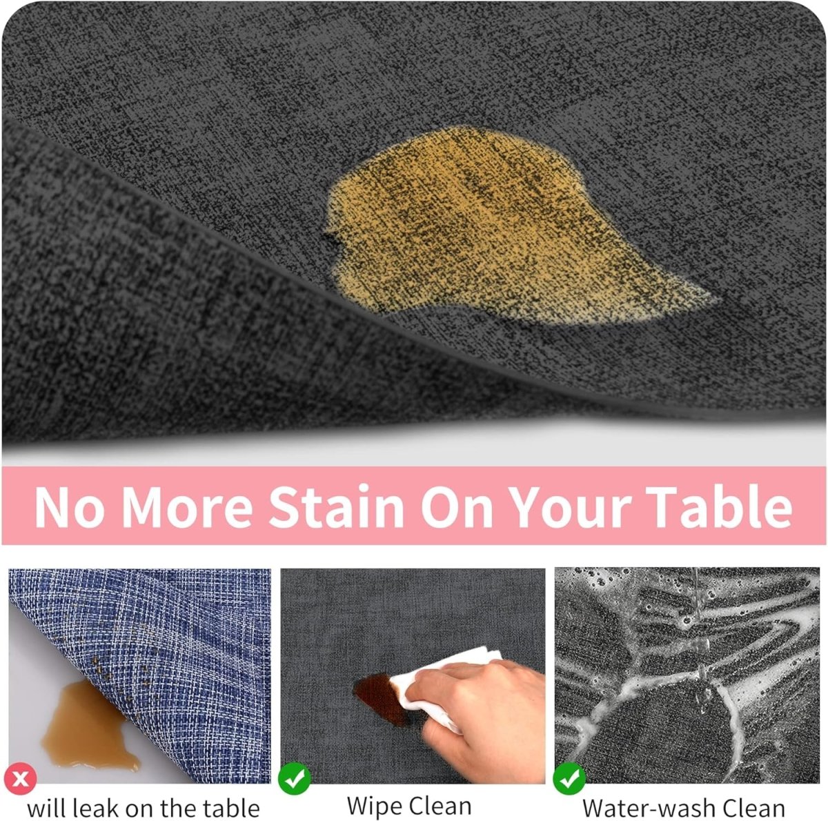 Textured Leather Placemats Set of 6 - Waterproof - Wipe Clean Dining Table Mats, 45cmx30cm Dining Table Placemats- #Royalkart#kitchen mats