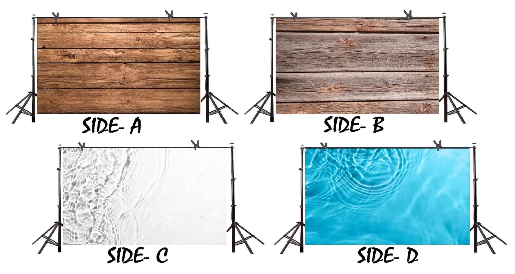 Light Brown Wood & Blue Waves Backdrop Pack-2 Photography Backdrop- Royalkart - The Urban Store