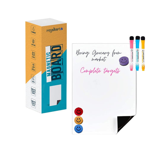 Magnetic Dry Erase Board (30cm*20cm) with 3 Marker pen Duster Set Magnetic Board- Royalkart - The Urban Store