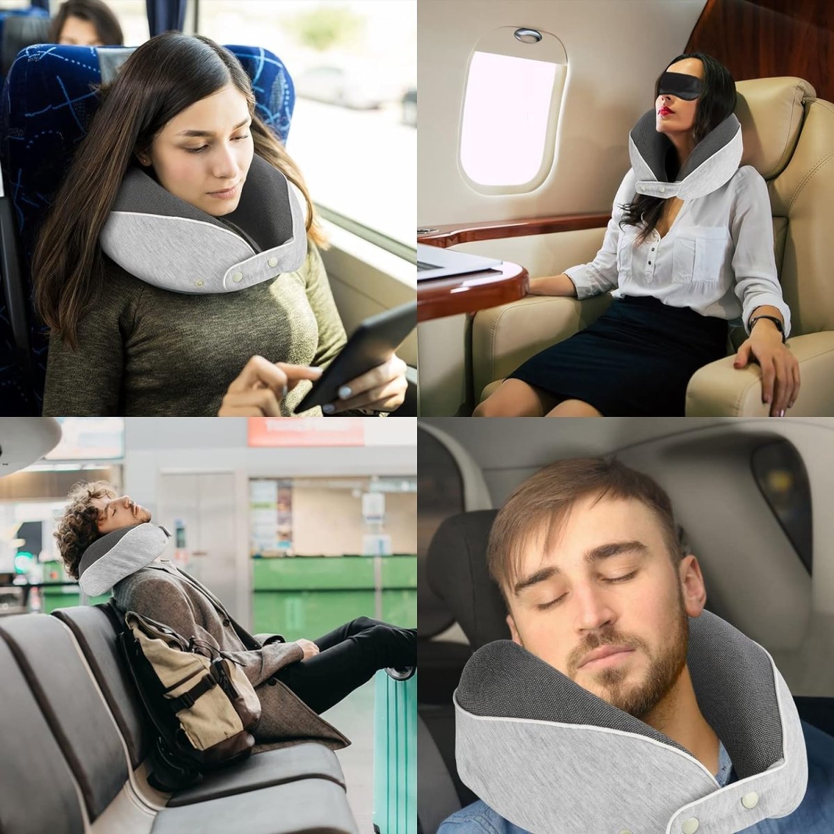 Memory Foam Neck Pillow for Travel - Blue Neck Pillows- #Royalkart#memory foam travel neck pillow