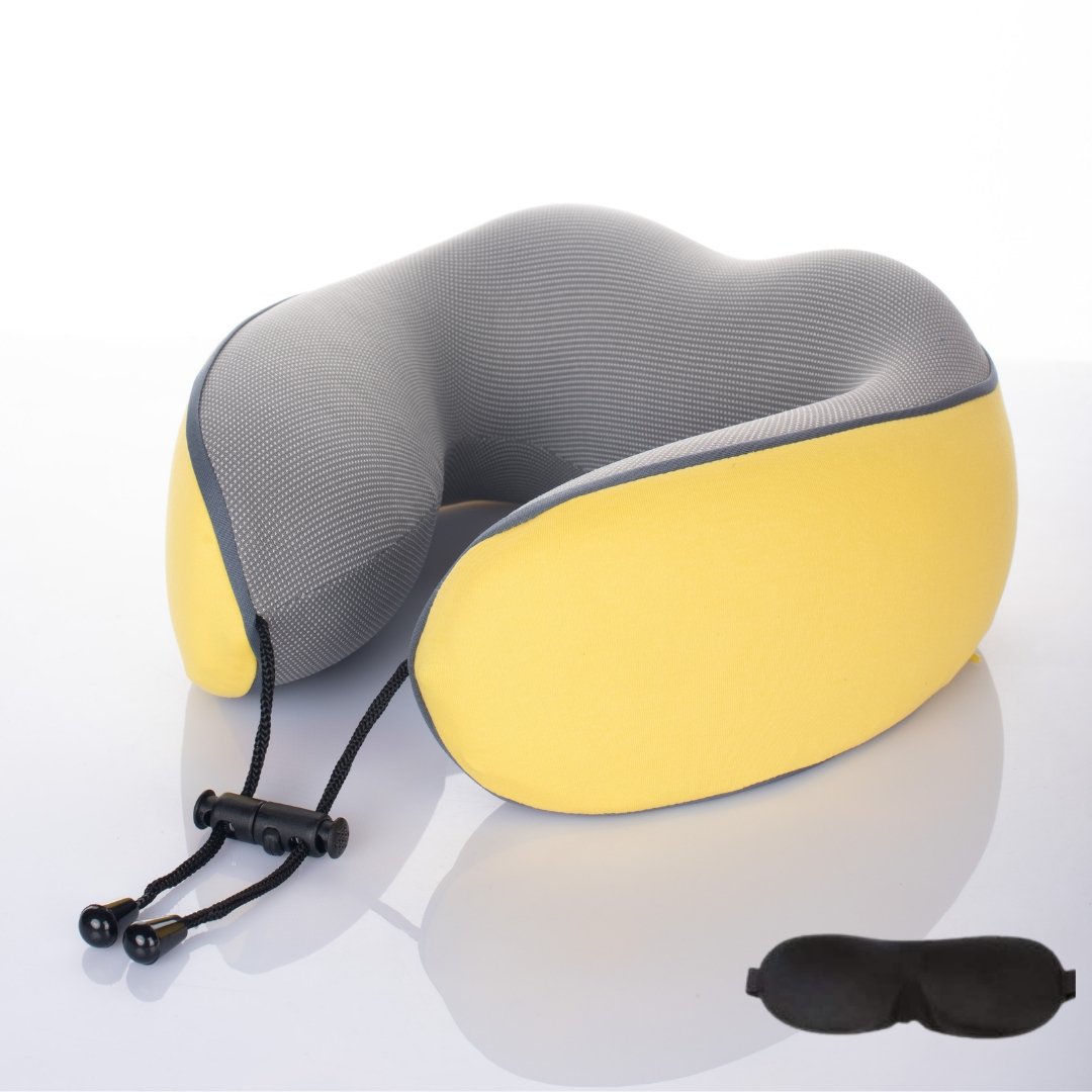 Memory Foam Travel Pillow For Travelling, Home Use (Yellow) Neck Pillows- Royalkart - The Urban Store