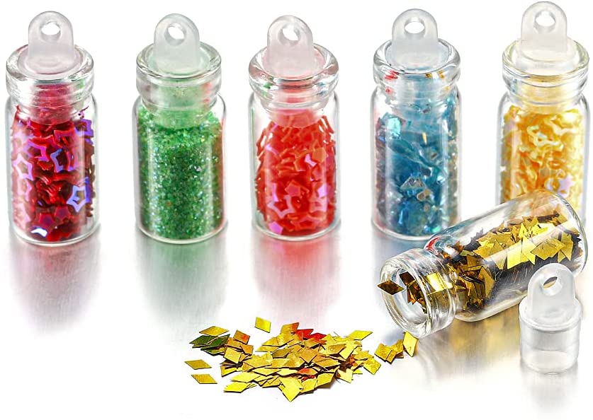 Nail Art 48 Bottles 3D Glitter Set and 5 Pcs Double Sided Nail Dotting Tool Nail Art Tools & Accessories- #Royalkart#Nail Glitter Sets