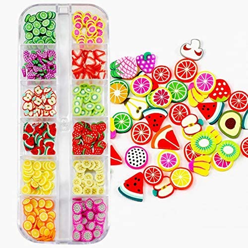 Nail Art Clay | FIMOCLAY Slices 1 Box Colorful Fimos fruits 12 designs Nail Decals Nail Tools- #Royalkart#fimo clay nail art