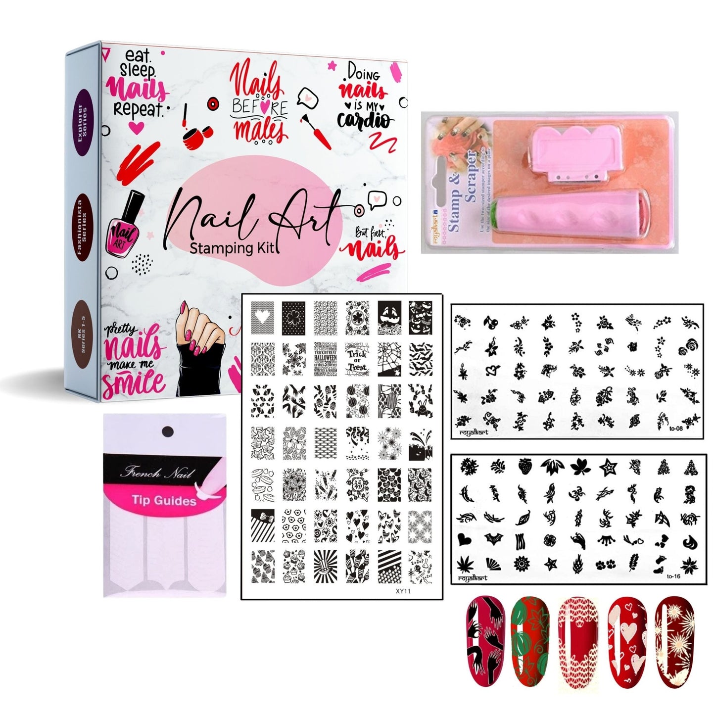 Nail Art Combo XY-11 with TO-08,16 Nail Art Combo- #Royalkart#nail art stamping kit
