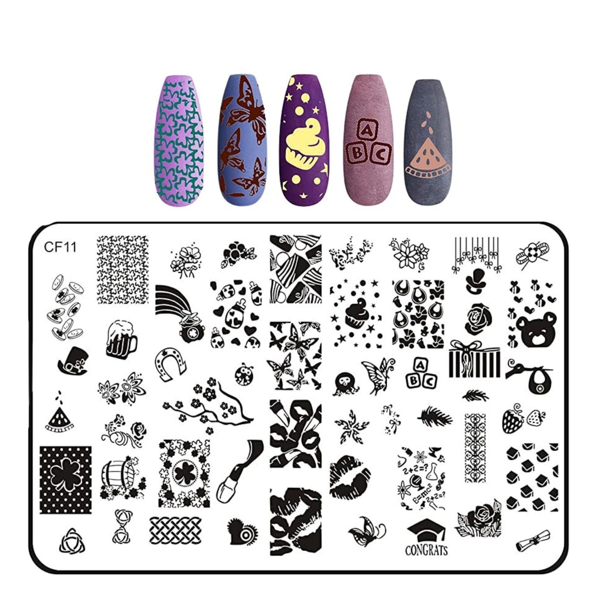 Nail Art Stamping Kit Combo- CF Plates Nail Art Combo- Royalkart - The Urban Store