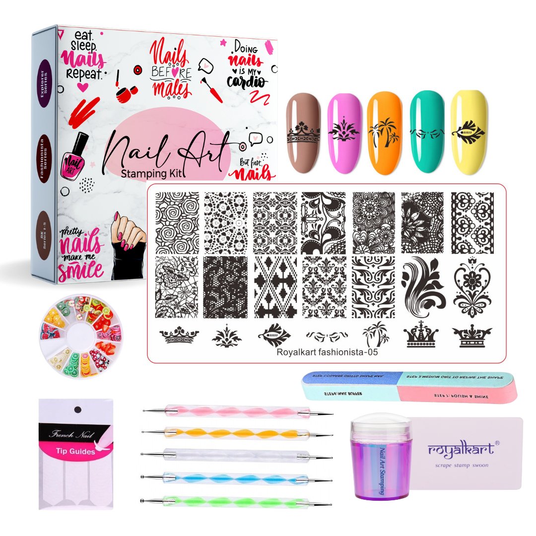 Nail Art Stamping Kit Fashionista-05 Nail Art Combo- #Royalkart#art