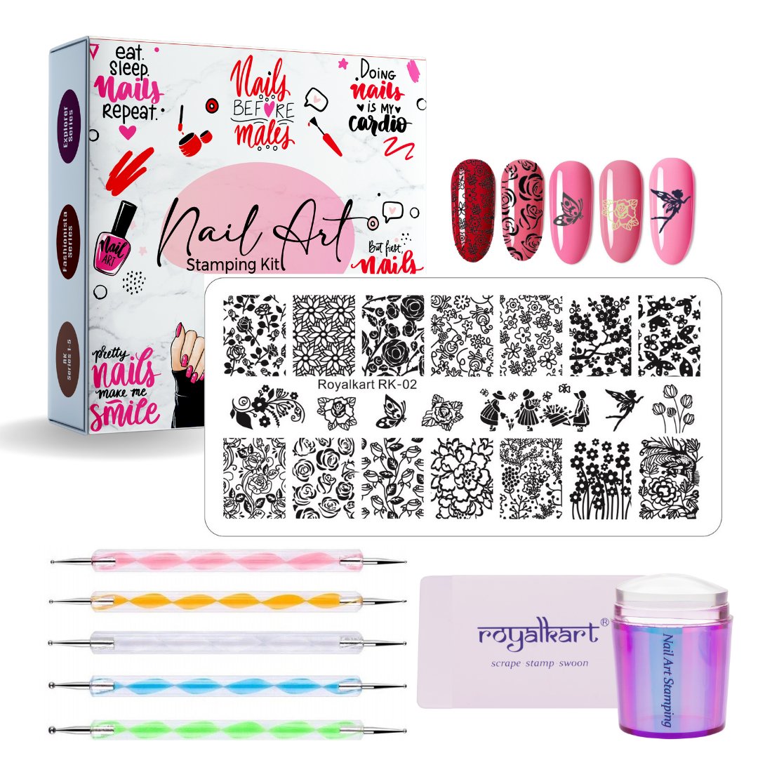 Nail Art Stamping Kit- RK-02 Nail Art Combo- Royalkart - The Urban Store