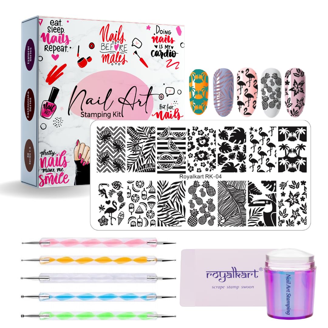 Nail Art Stamping Kit with Dotting Tool- RK(1-5) Nail Art Combo- #Royalkart#art