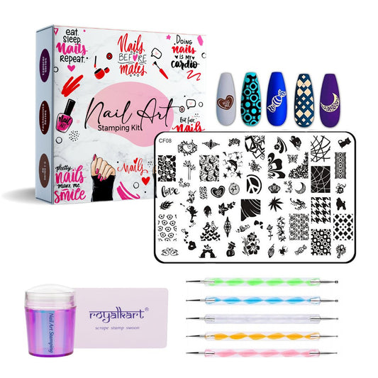 Nail Stamping Kit (CF08) Nail Art Combo- Royalkart - The Urban Store