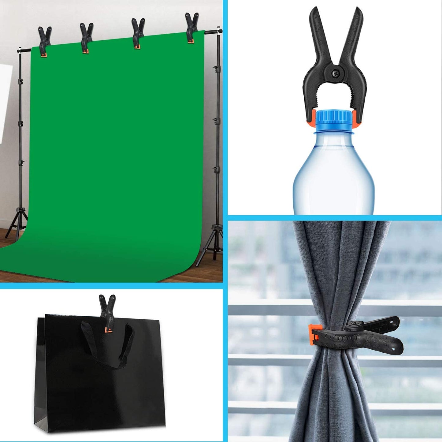 Photography Backdrop Support Spring Clamp for Background Muslin, Canvas, Paper, Chromakey Screen, Heavy Duty Clips Photography Backdrop- #Royalkart#backdrop stand with clips
