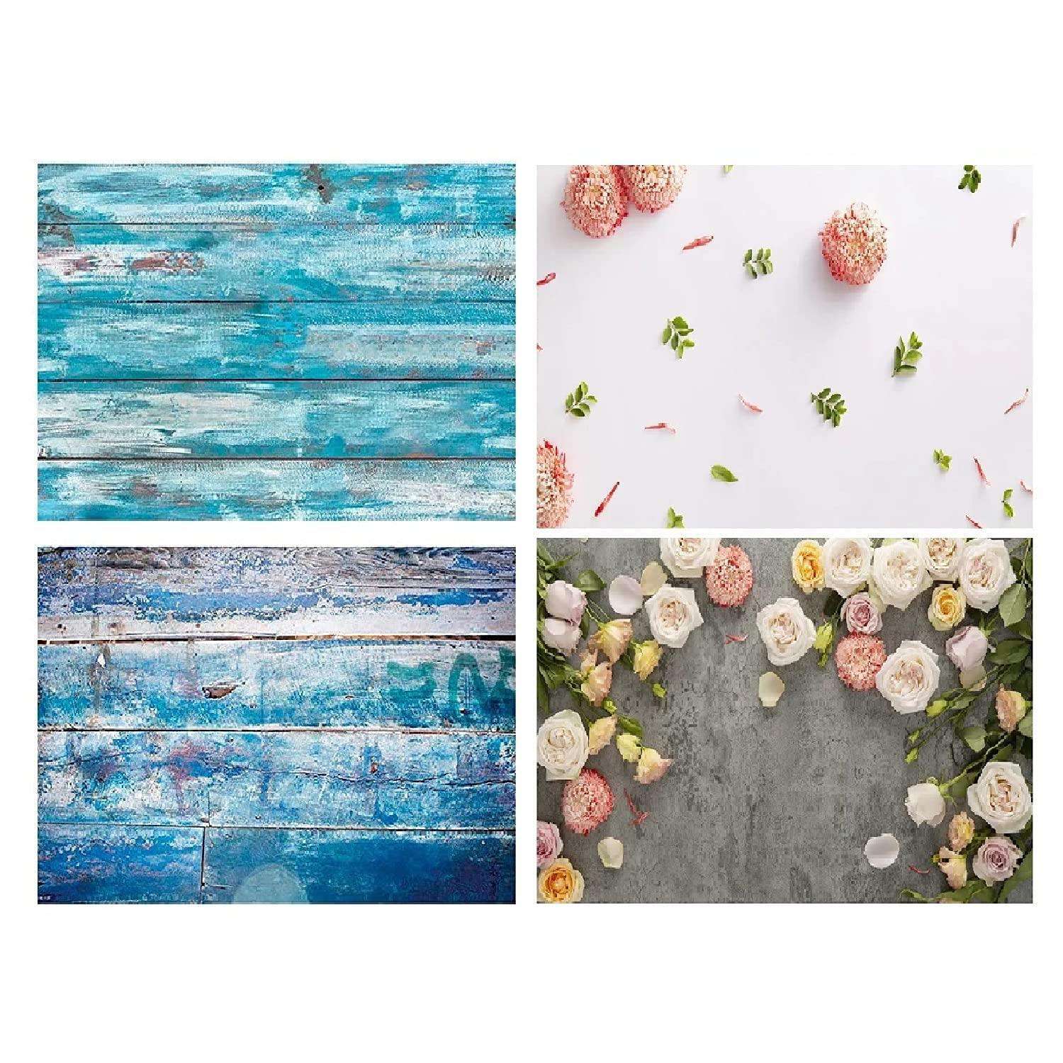 Photography Backgorunds Blue Wood and Rose Desk Pack 2 Photography Backdrop- Royalkart - The Urban Store