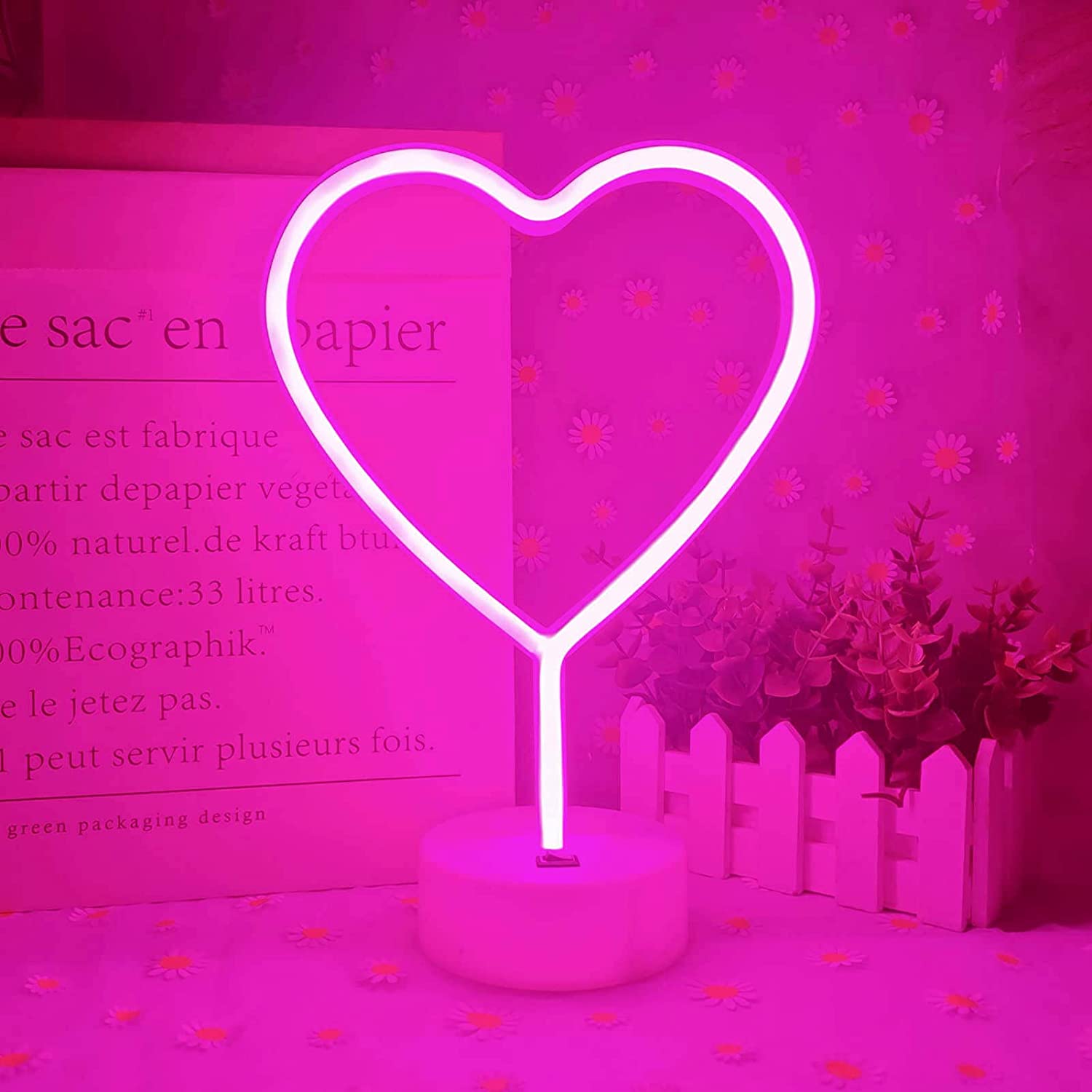 Pink Love Heart Shaped Neon LED Lamp Table Lamp- Royalkart - The Urban Store