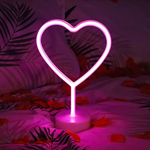 Pink Love Heart Shaped Neon LED Lamp Table Lamp- Royalkart - The Urban Store