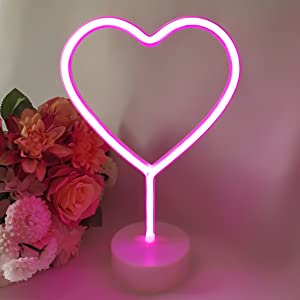 Pink Love Heart Shaped Neon LED Lamp Table Lamp- Royalkart - The Urban Store