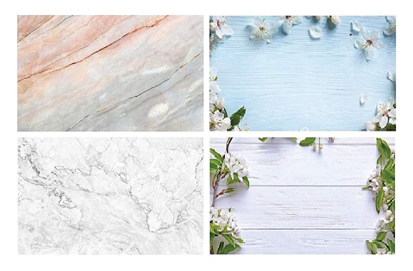 Pink Marble & Blue Floral Photography Backdrop Pack 2 Photography Backdrop- Royalkart - The Urban Store
