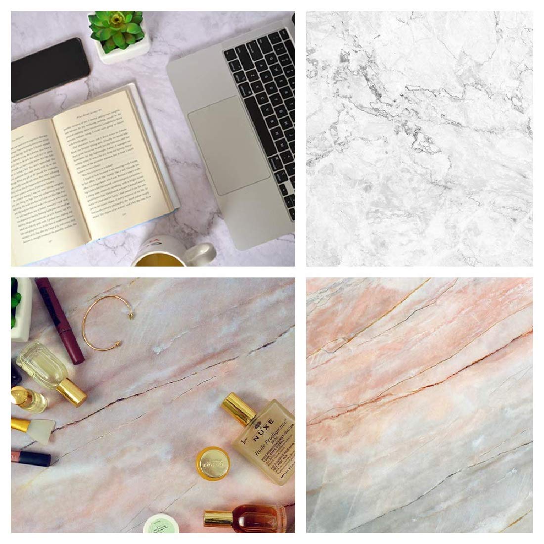 Pink Marble & Blue Floral Photography Backdrop Pack 2 Photography Backdrop- Royalkart - The Urban Store