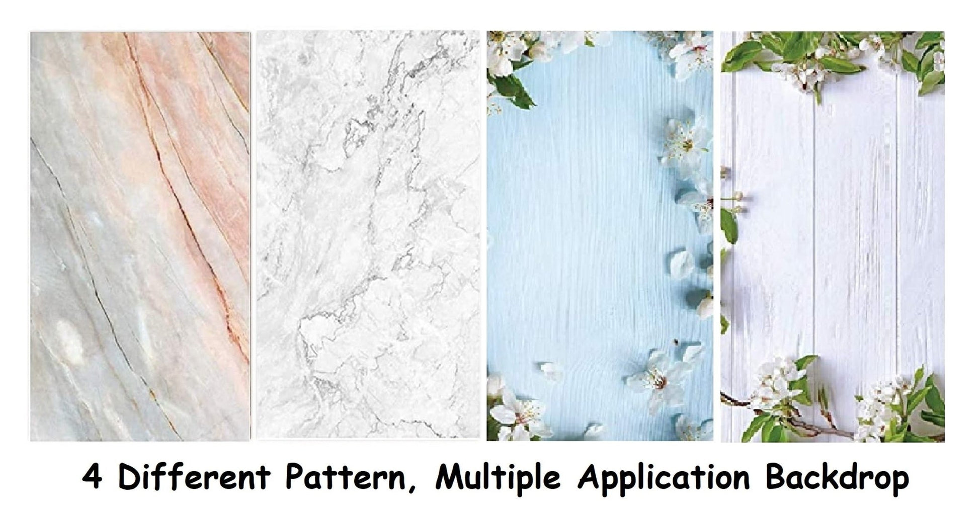 Pink Marble & Blue Floral Photography Backdrop Pack 2 Photography Backdrop- Royalkart - The Urban Store