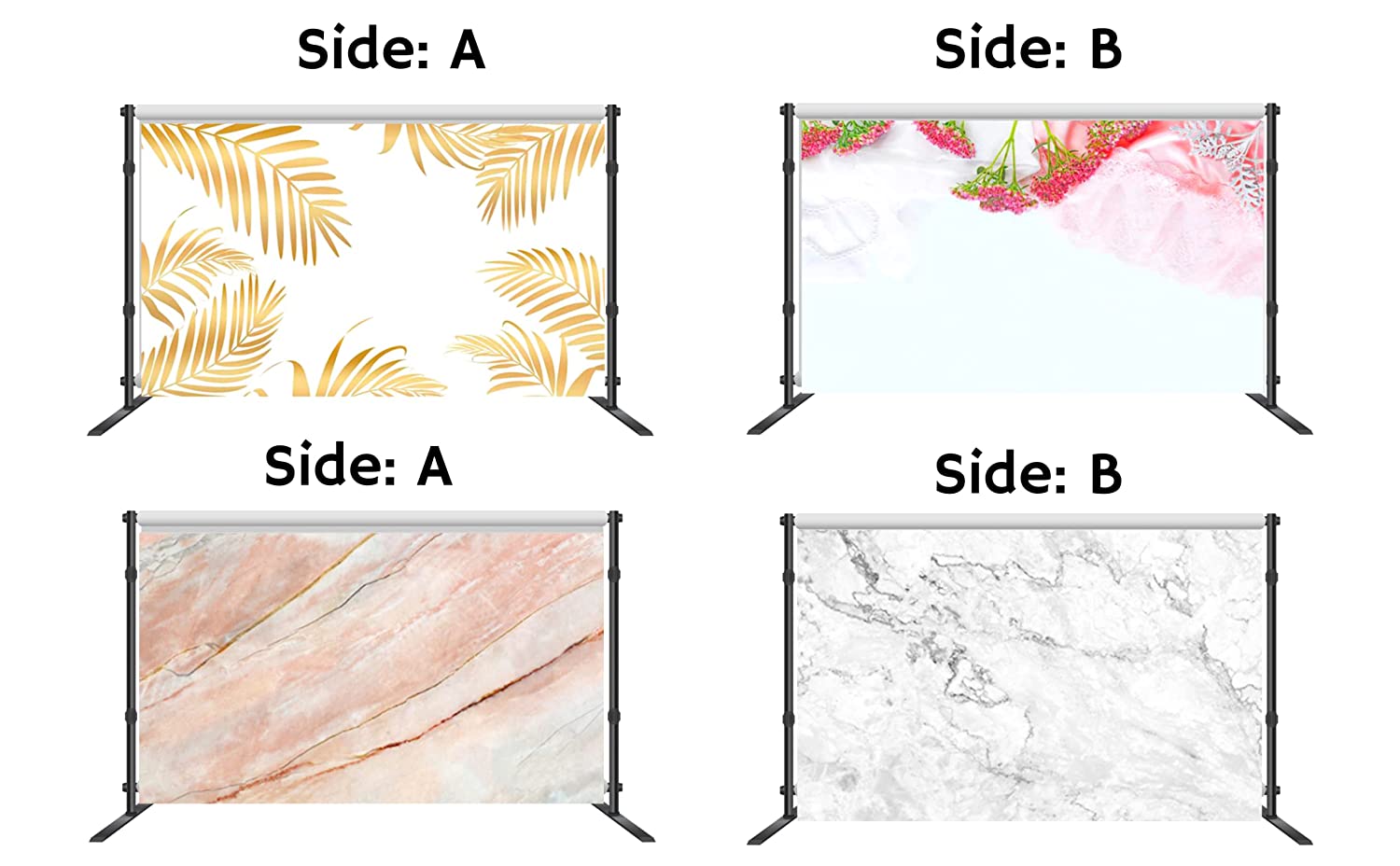 Pink Marble & Golden Leaves Backdrop Pack-2 Photography Backdrop- #Royalkart#flat lay photography