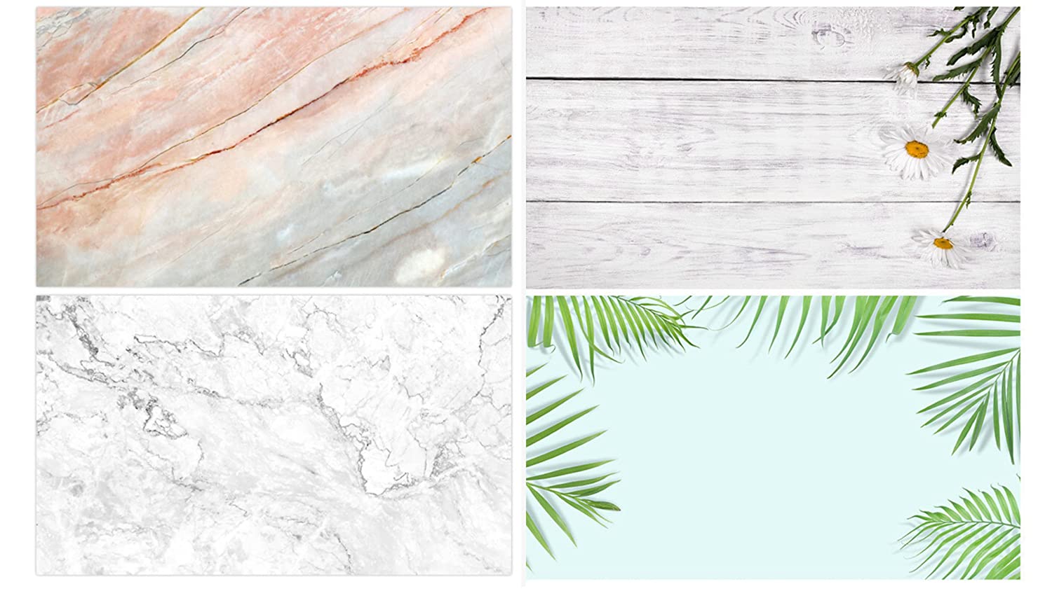 Pink Marble & Green Leaves Backdrop Pack 2 Photography Backdrop- Royalkart - The Urban Store