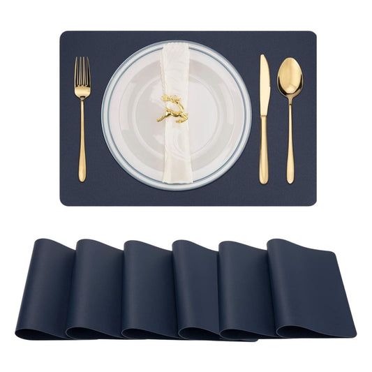 Plain Leather Placemats Set of 6 - Waterproof - Wipe Clean Dining Table Mats, 45cmx30cm Dining Table Placemats- #Royalkart#kitchen mats