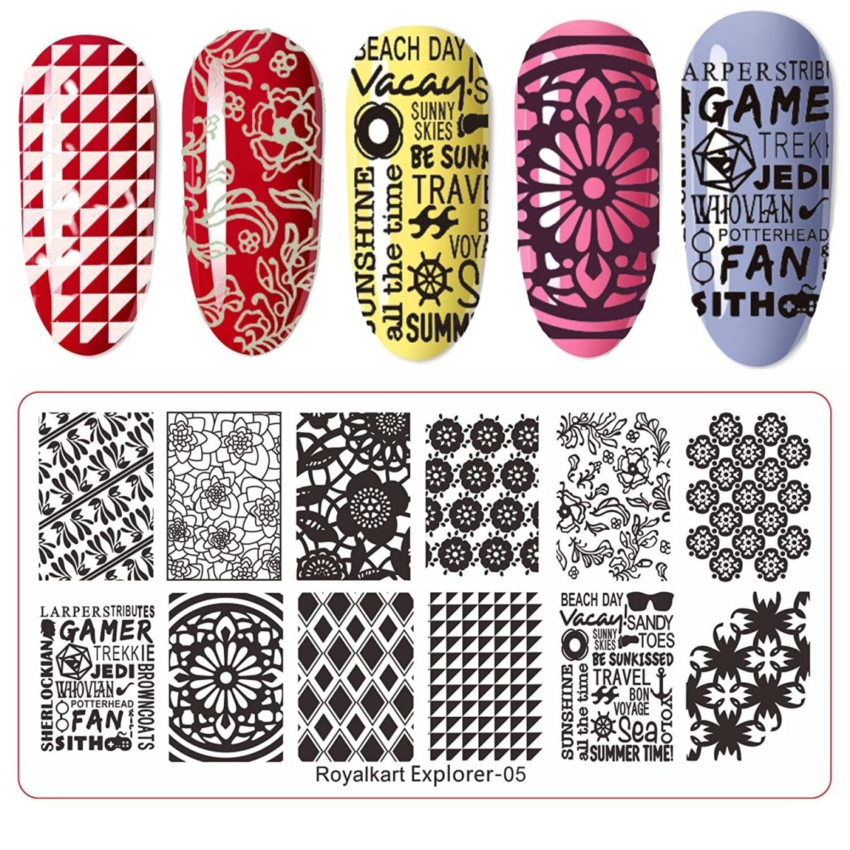 D.B.Z.® Nail Art Kit - 48 Pcs Glass Bottles Glitter,100 Nails,5 Nail Tapes,  Stamping Plate, Stamper with Scrapper, Cuticle Wooden Sticks Buffer  Complete Nail Art Ki For Learners & Professional. : Amazon.in: Beauty