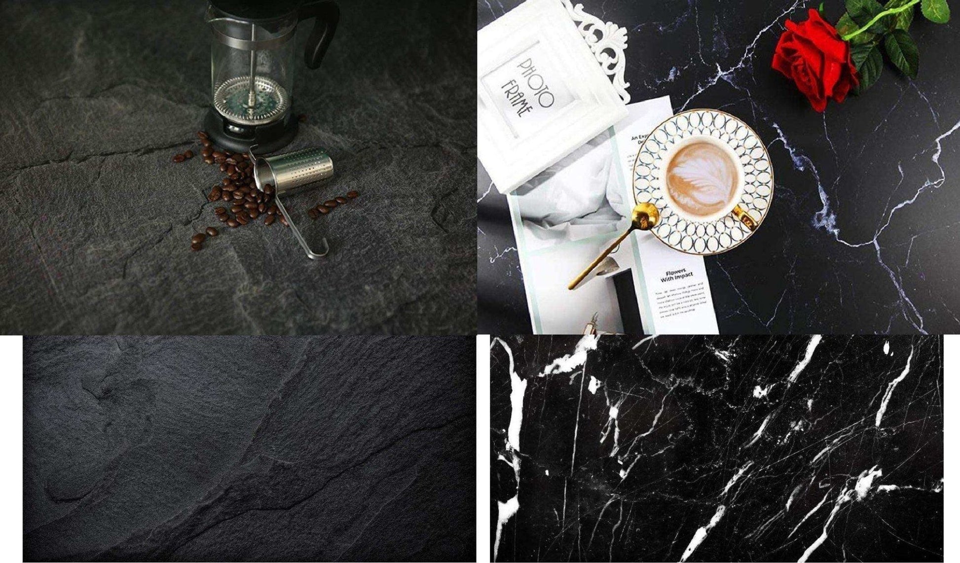 Retro Grey Wood & Black Marble Print Backdrop (PACK-2) Photography Backdrop- Royalkart - The Urban Store