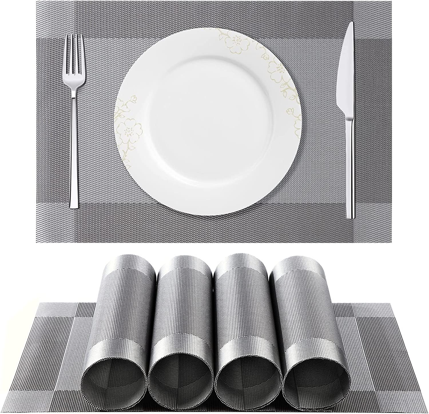 Reversible Dining Table Mats- Silver Grey Dining Table Placemats- Royalkart - The Urban Store