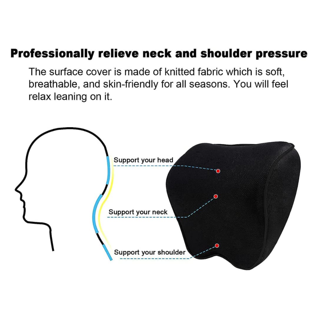 Royalkart 100% Memory Foam and Breathable Removable Cover, Comfortable Ergonomic Design (Black Side Rope) Neck Pillows- Royalkart - The Urban Store