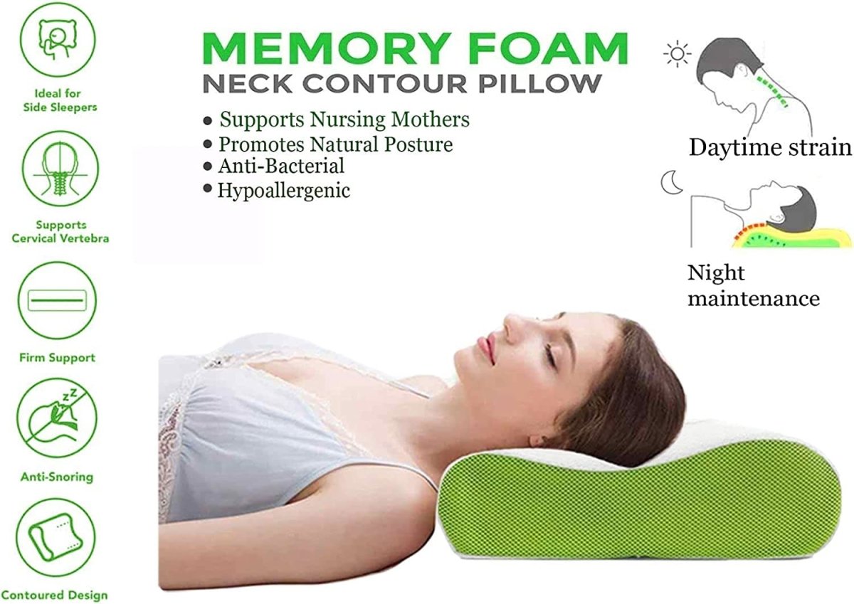 Royalkart Bamboo Contour Pillow Memory Foam Pillow for Neck and Shoulder Pain - Bed Pillows for Sleeping Neck Pillows- Royalkart - The Urban Store