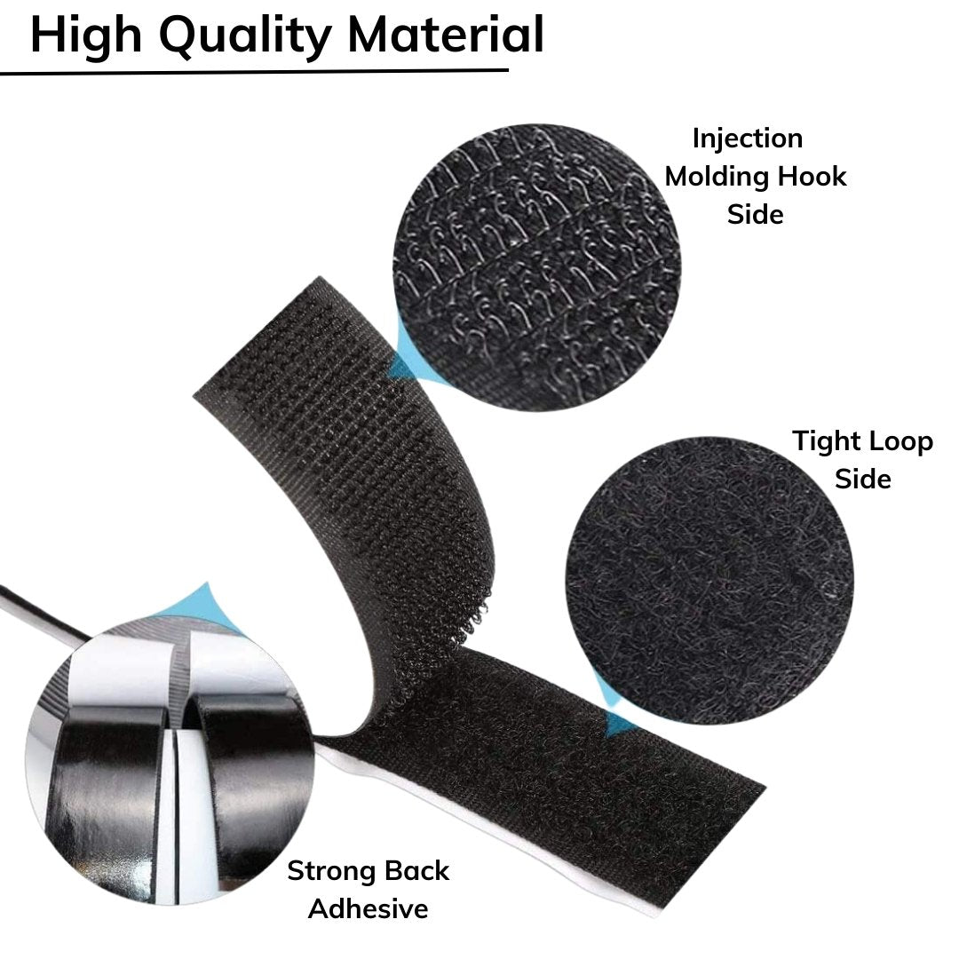 Buy Self Adhesive Hook and Loop Tape (Black) - Royalkart