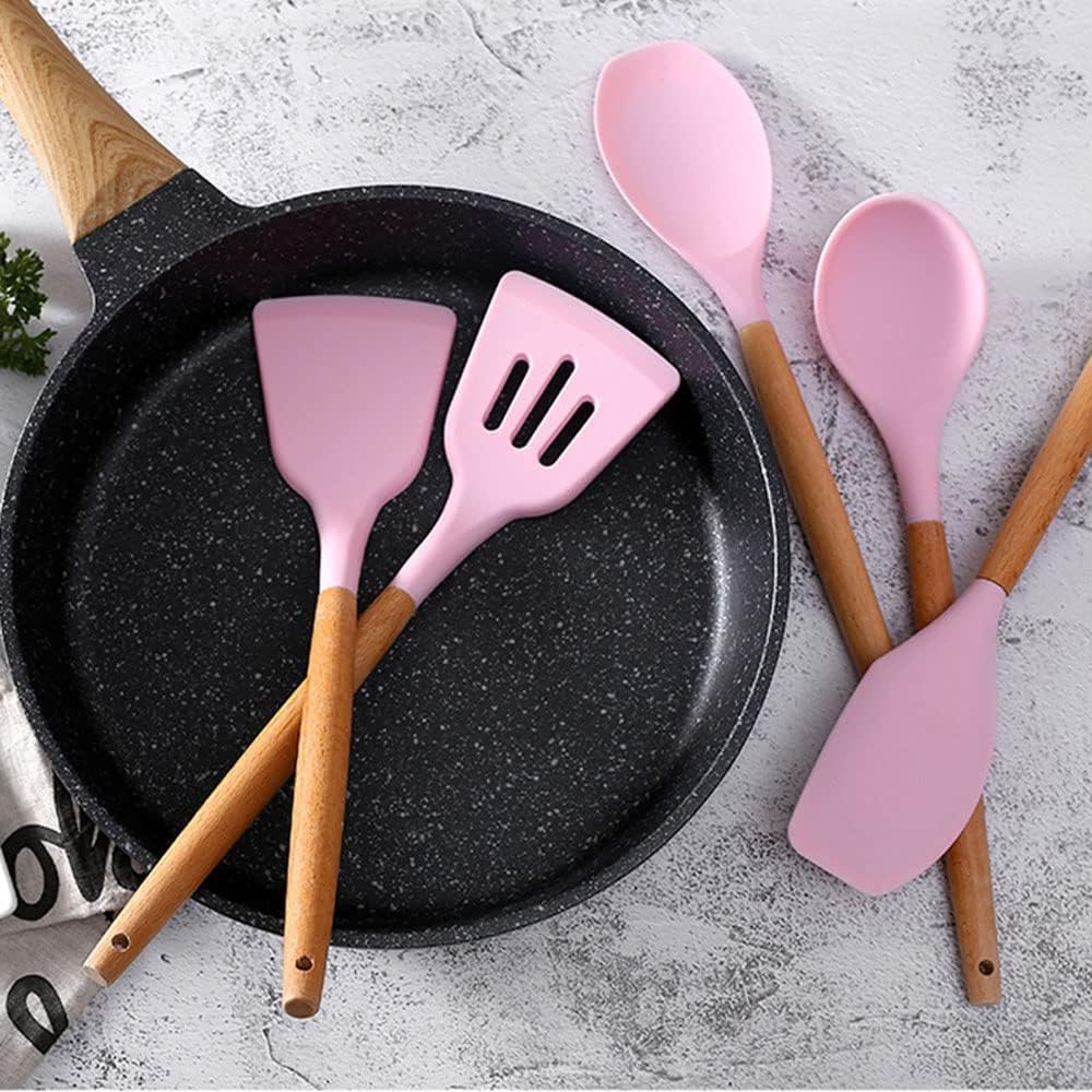 Silicone Kitchen Spatula |Utensils Spoon Set Cooking (Mint Green, Black, Pink) - #Royalkart#Cooking tools