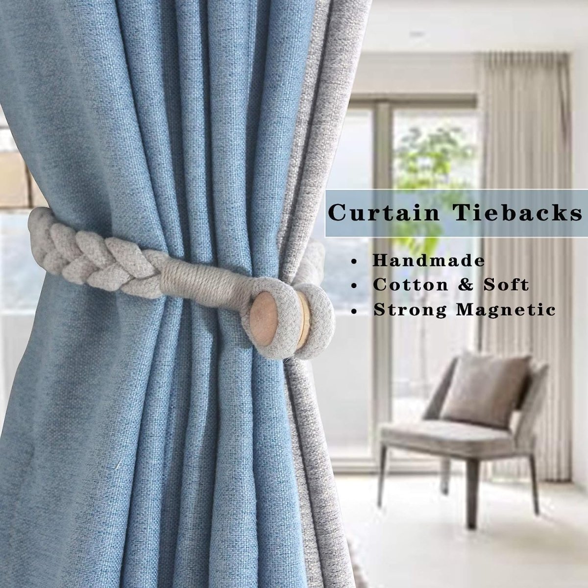 Tie Backs with Durable Wooden Buckle for Home (Pack of 2) Curtain Holder- Royalkart - The Urban Store