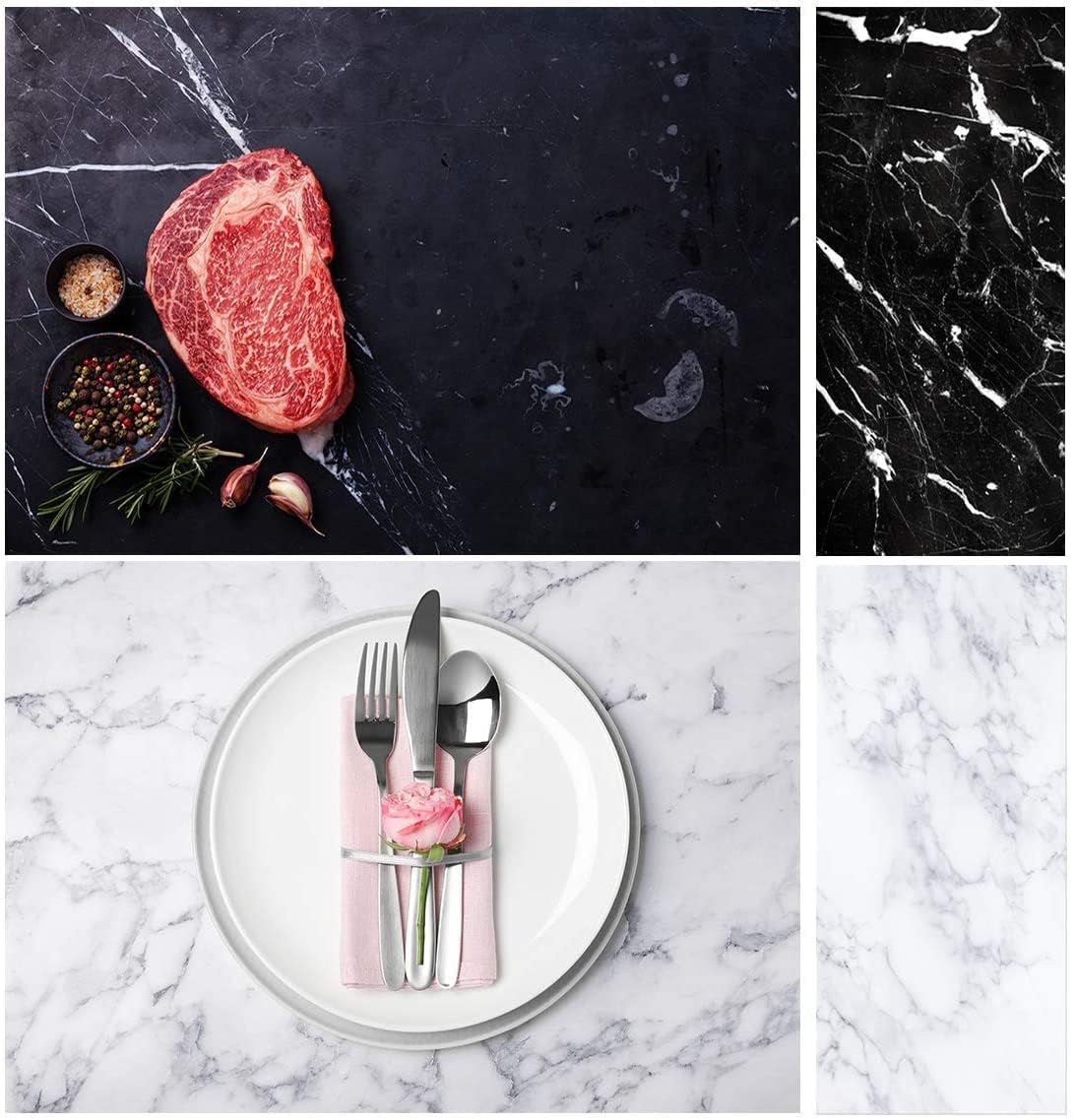 White Marble + Black Marble Print Photography Backdrop Photography Backdrop- Royalkart - The Urban Store